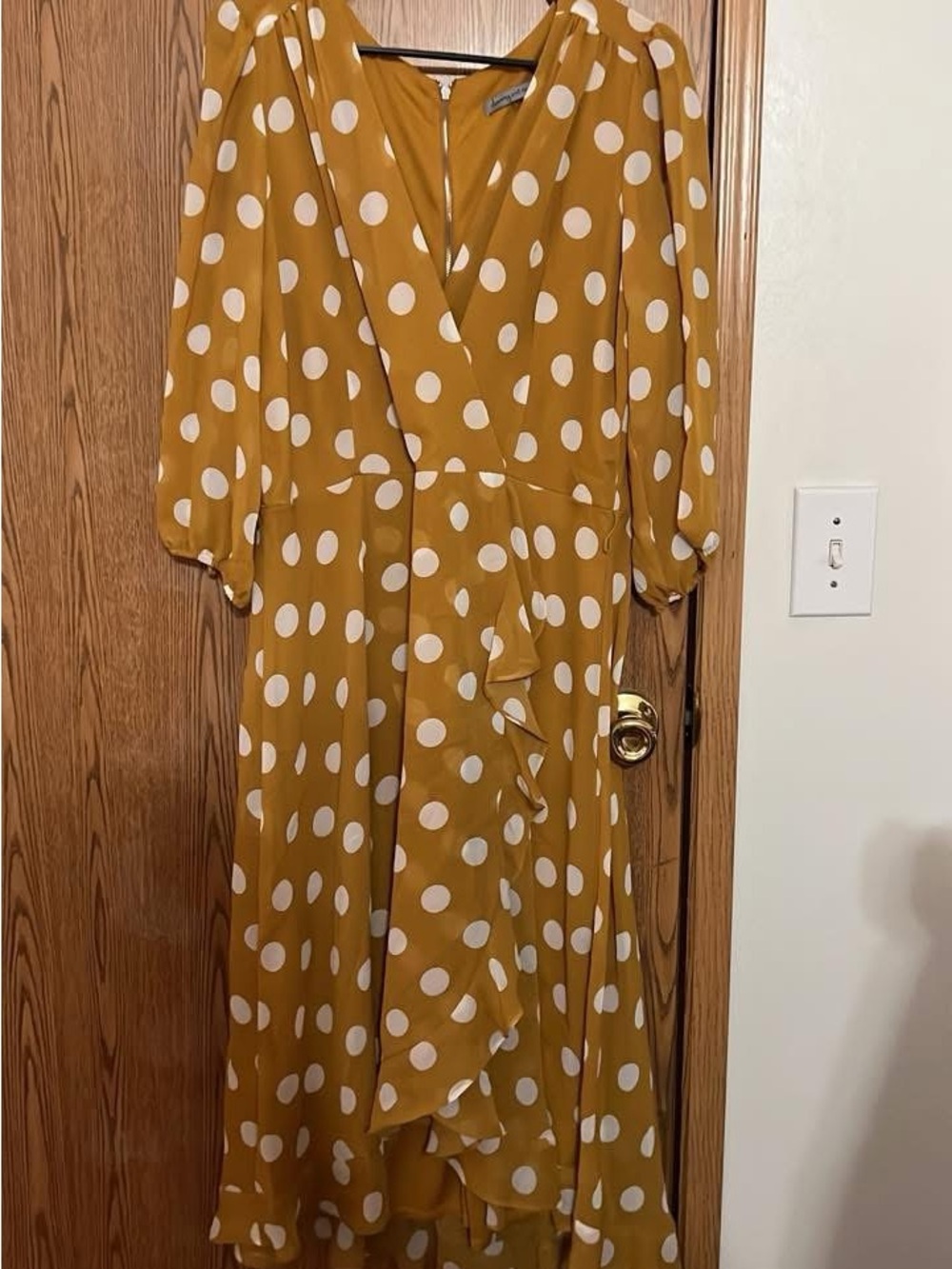 Mustard Yellow Polka Dot Wrap Dress